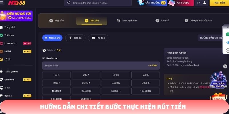 rút tiền HD88