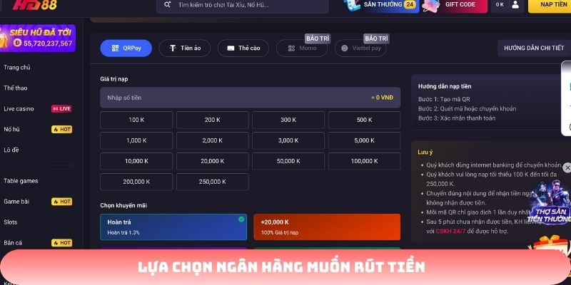 nạp tiền HD88